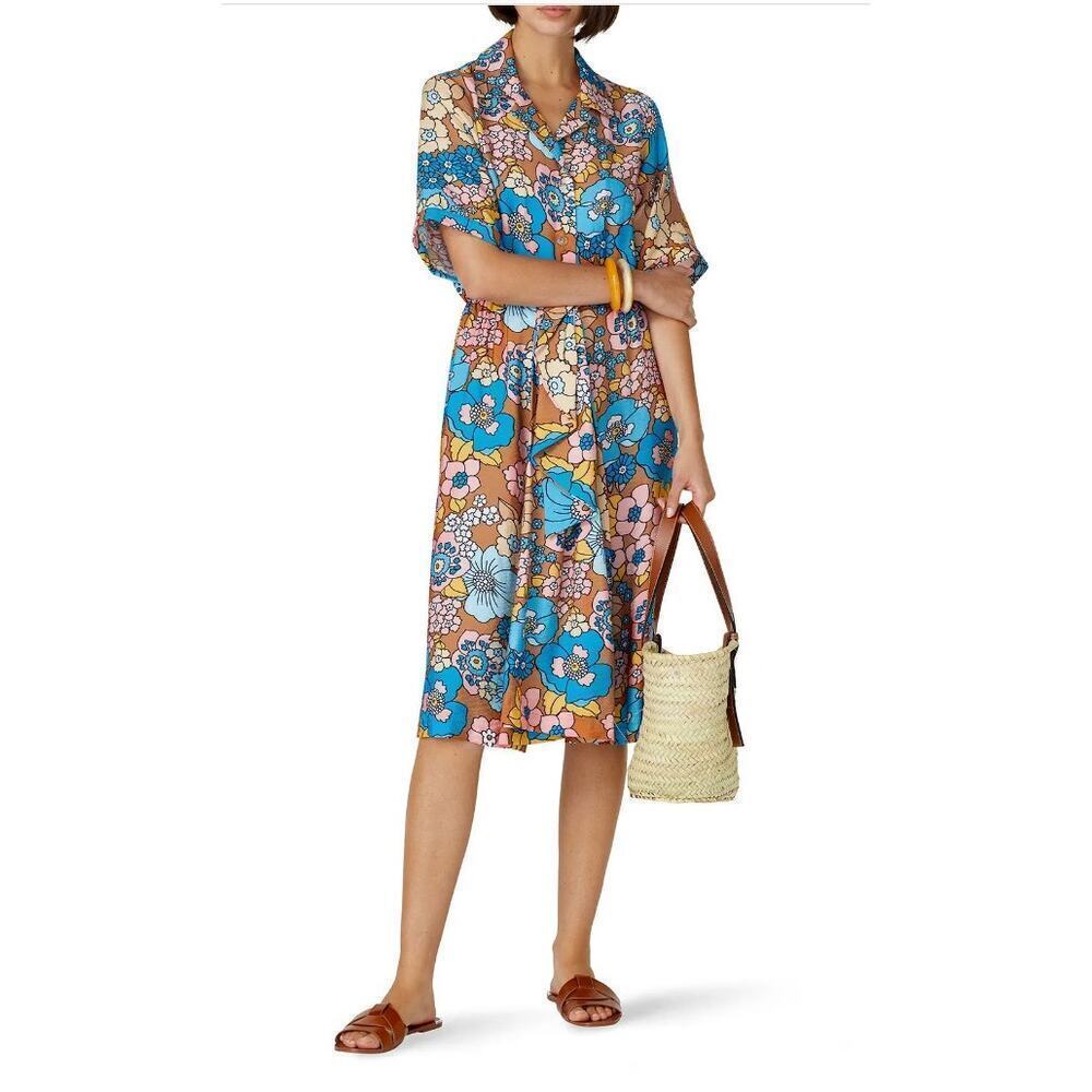 Dodo Bar Or Nancy Midi Shirt Multicolor Floral Printed Multicolor Size Small